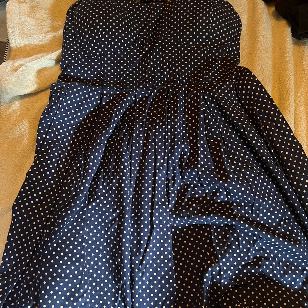 Navy halter tie Polka navy Dot Dress